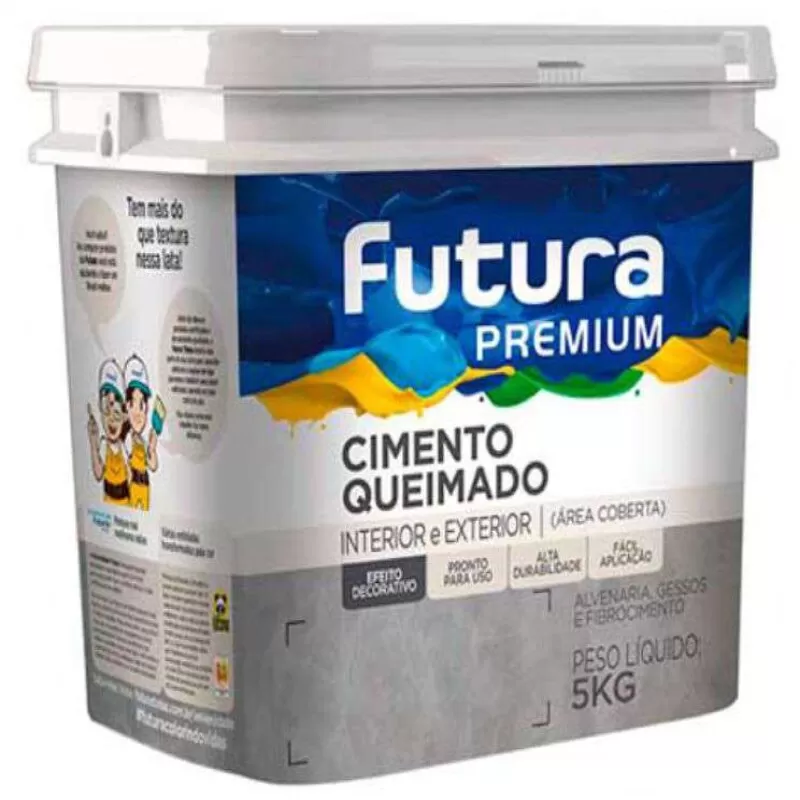 Massa Efeito Cimento Queimado Premium Futura 5 Quilos - Cinza claro