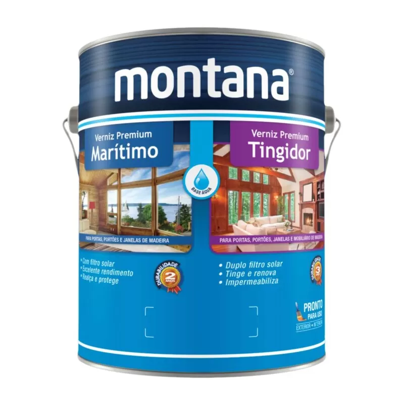 Montana Verniz Tingidor Brilhante Base de Água 3,6 Litros - Mogno