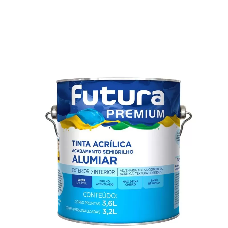 Tinta Acrílica Semibrilho Futura Premium 3,6 Litros - Branco semibrilho