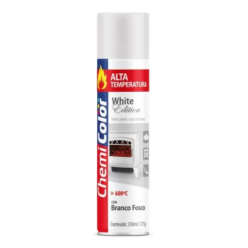 Tinta Spray Alta Temperatura Chemicolor 400ml - Branco fosco