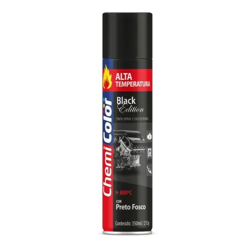 Tinta Spray Alta Temperatura Chemicolor 400ml - Preto fosco